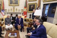 President Trump and Indian Prime Minister Narendra Modi met in the Oval Office to talk about taxes and trade. (Image via X/@ResethO)